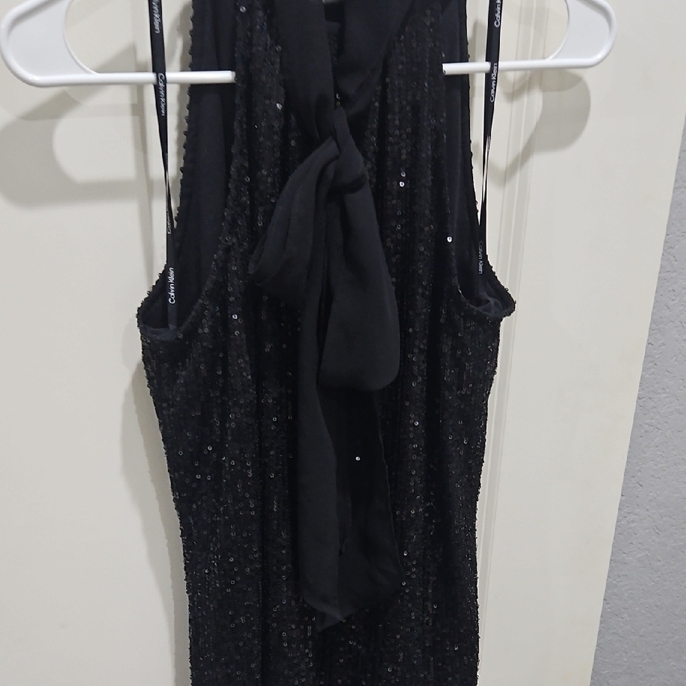 Calvin Klein Black Sequin Halter Top - Picture 2 of 6
